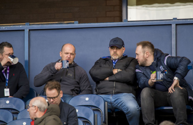 Matt Taylor, Gregor Townsend, Dan McFarland and Gavin Vaughn take in the game