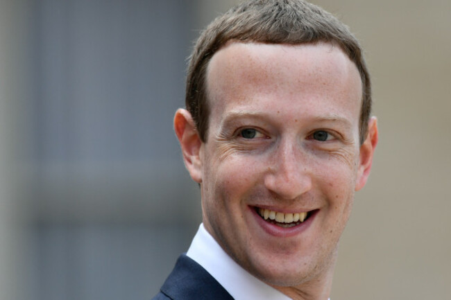 France: Mark Zuckerberg At 'Tech For Good' at the Elysée Palace