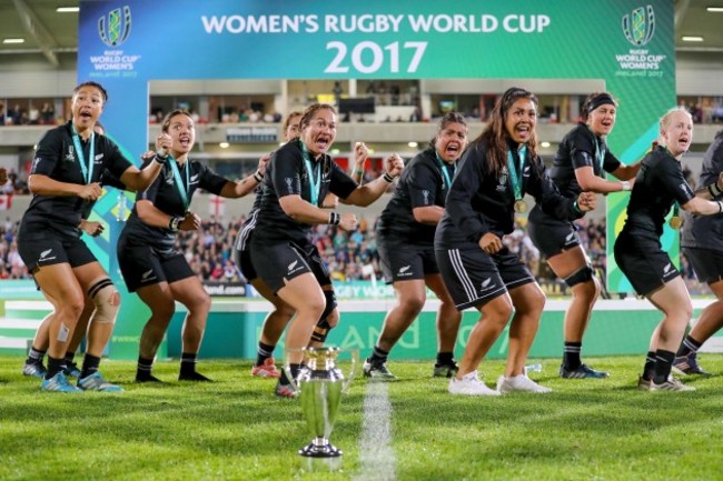 New Zealand perform the Haka after winning the 2017 Women's Rugby World Cup