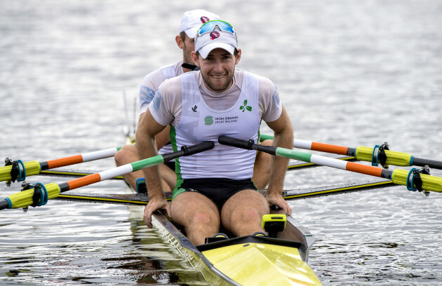 Paul O'Donovan (front) and Gary O'Donovan after winning the race