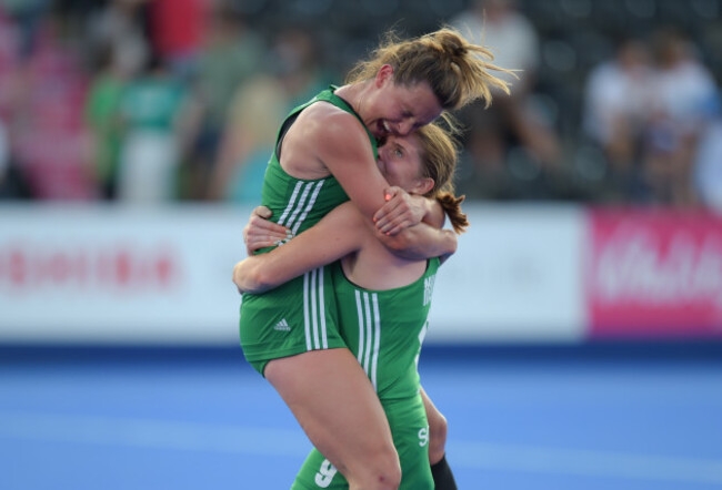 Nicola Evans and Katie Mullan celebrate at fulltime