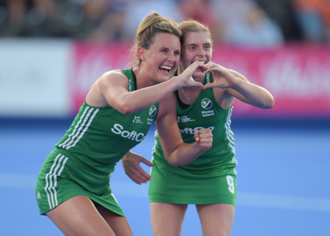 Nicola Evans and Katie Mullan celebrate at fulltime