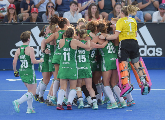 Ireland celebrate winning the shootout