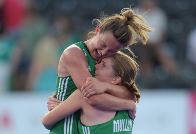 Nicola Evans and Katie Mullan celebrate at fulltime