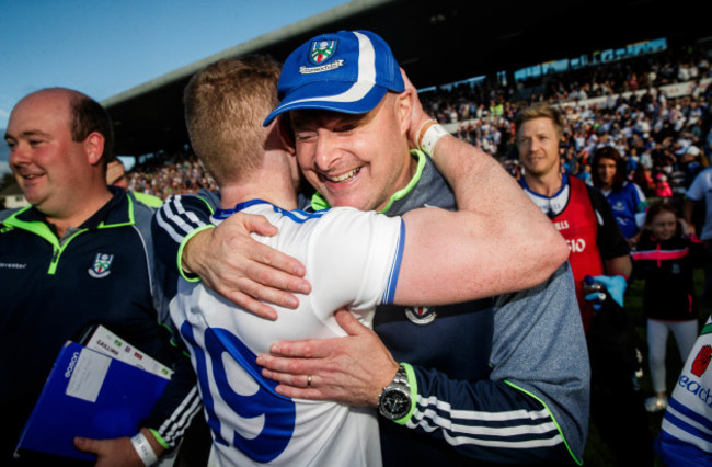 Malachy O'Rourke celebrates with Colin Walsh