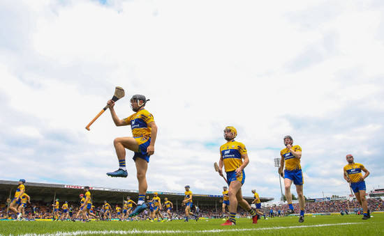 Clare warm up before the game