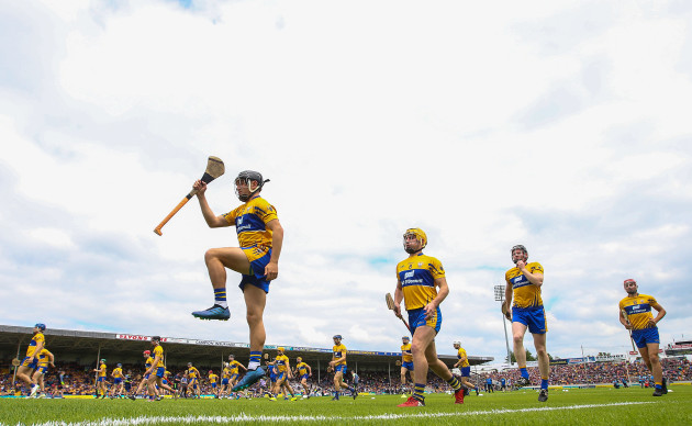 Clare warm up before the game