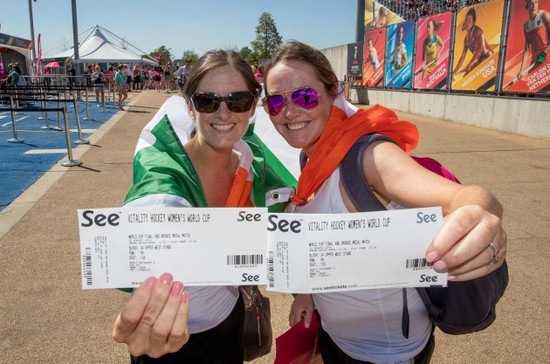 Eimear Lucy and Jean McDonald with their tickets before the game