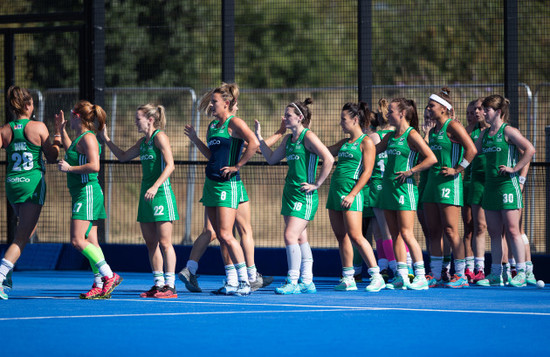 The Ireland team during their warm up