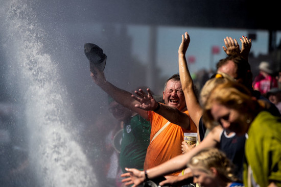 Fans cool down at the Lee Valley Stadium