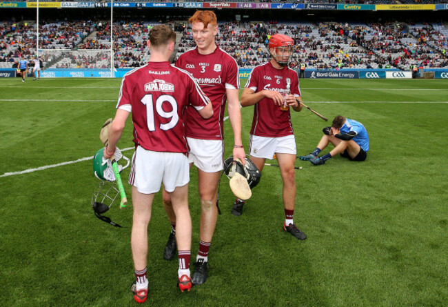 Shane Jennings celebrates at the final whistle with Colm Cunningham