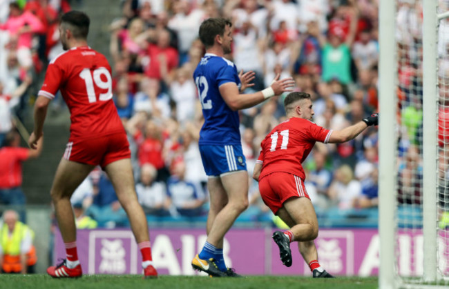 Niall Sludden celebrates scoring a goal