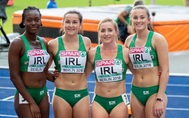 Gina Akpe-Moses, Phil Healy, Joan Healy and Ciara Neville after setting a new national record