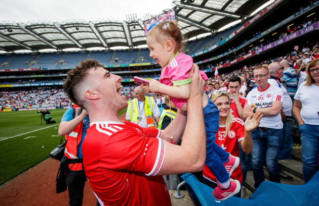 Connor McAliskey celebrates with his niece Grace Colhoun 12/8/2018