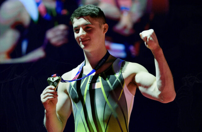 Rhys McClenaghan with his gold medal