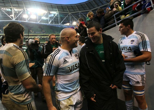 Felipe Contepomi and Jonathan Sexton after the match