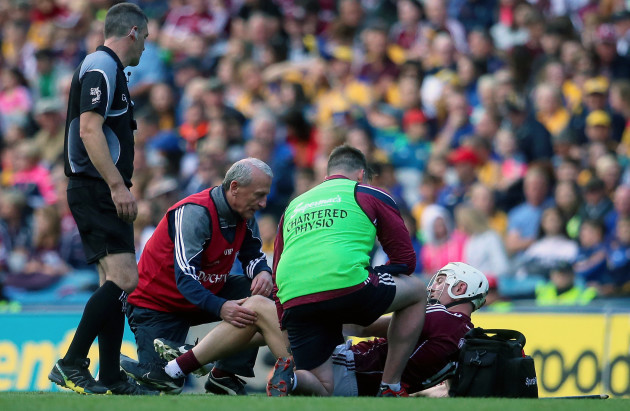 Joe Canning receives medical attention