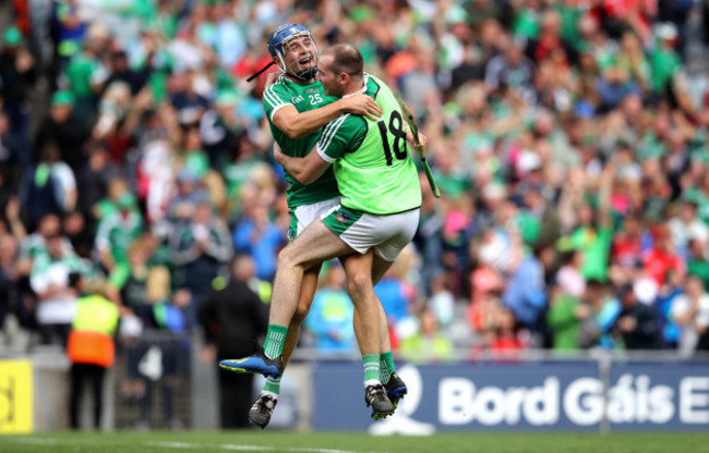 David Reidy and Tom Condon celebrate at the final whistle