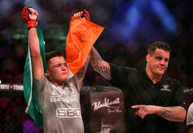 James Gallagher celebrates his victory