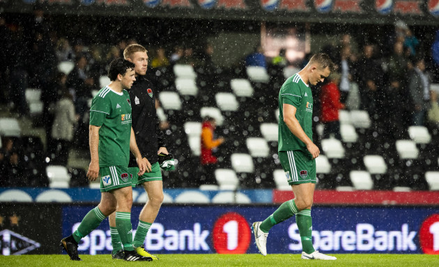 Cork players dejected after the game