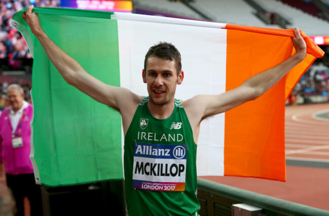 Michael Mckillop celebrates winning gold