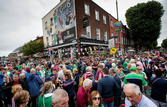 Fans outside Gills pub