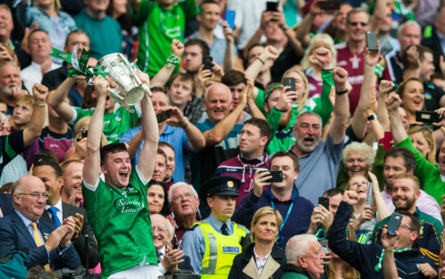 Declan Hannon lifts the Liam MacCarthy