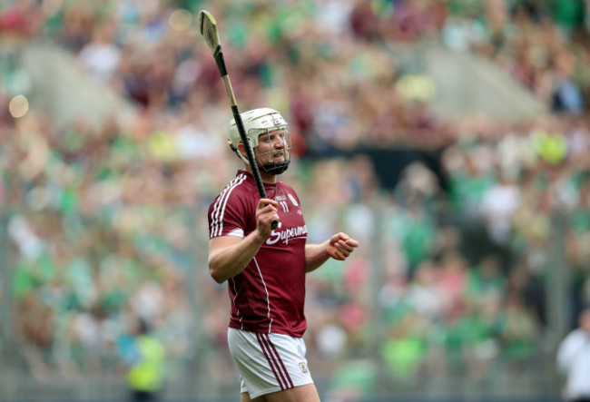 Joe Canning looks on as his last minute free drops short