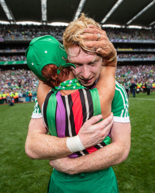 Cian Lynch celebrates with his mother Valerie celebrate after the game