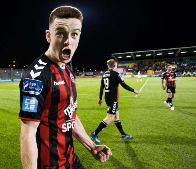 Daragh Leahy celebrates at the final whistle