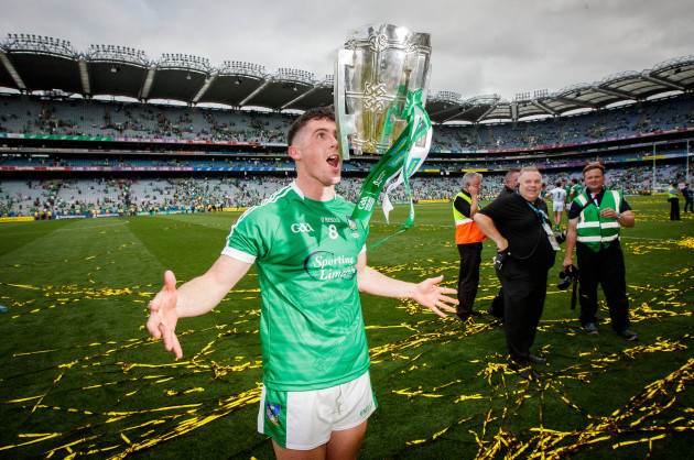 Darragh O'Donovan celebrates with the Liam MacCarthy