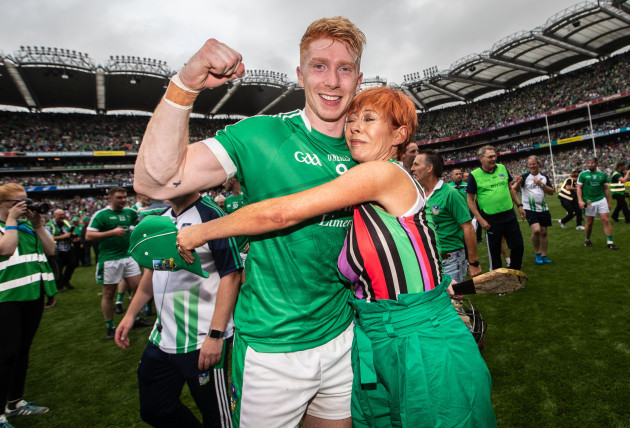 Cian Lynch celebrates with his mother Valerie celebrate after the game