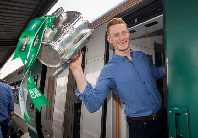 William O’Donoghue boards the train to Limerick