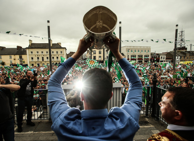 Declan Hannon lifts the Liam MacCarthy Cup