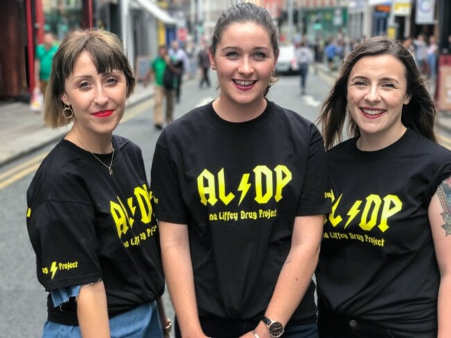 Ana Liffey Vols wearing T-shirts 2018 Left to Right Nicki Killeen, Rebec...