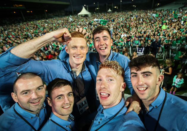 Players pose for a selfie taken by Cian Lynch