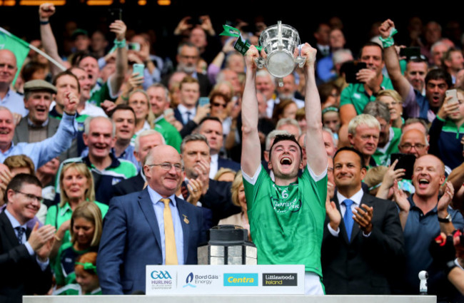 Declan Hannon lifts the Liam MacCarthy Cup