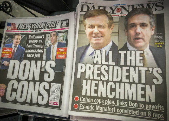 NY: New York papers report travails of Paul Manafort and Michael Cohen