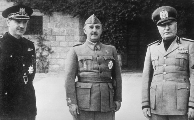 World War Two - Ramon Serrano Suner, General Franco and Benito Mussolini - Bordighera - Italy