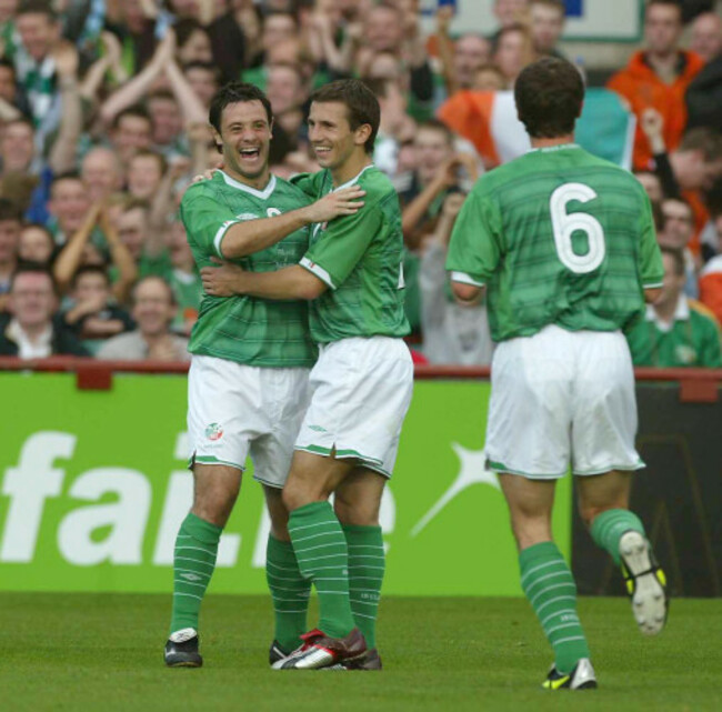 Andy Reid celebrates scoring