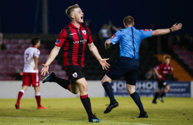 Daniel O'Reilly celebrates scoring a goal