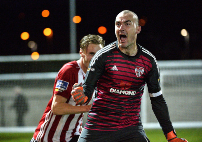 Gerard Doherty celebrates saving a last minute penalty