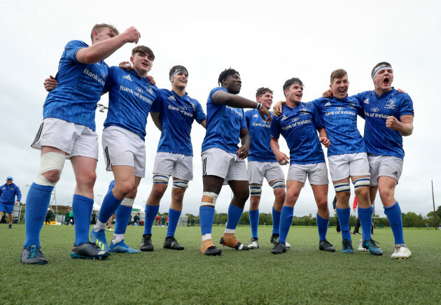 Leinster players celebrate after the game