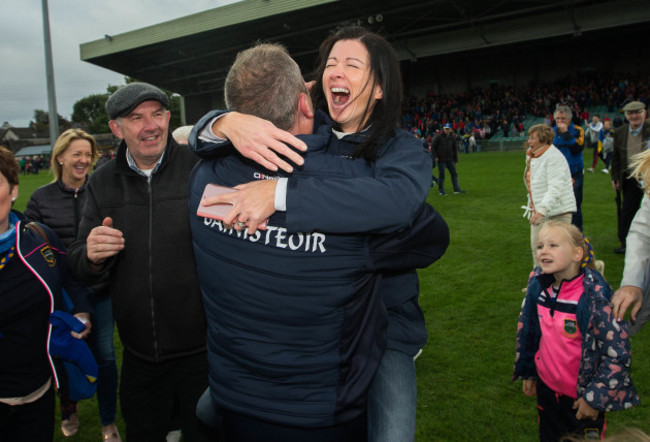 Liam Cahill celebrates at the final whistle with his wife Eimear