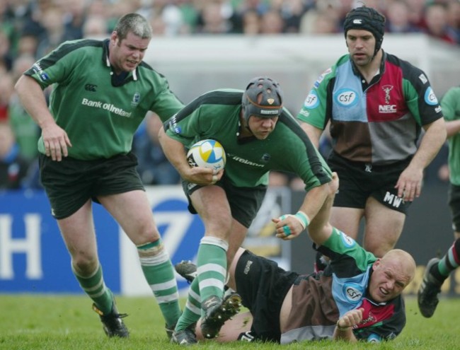 Dan McFarland and Peter Bracken charge past Jon Dawson