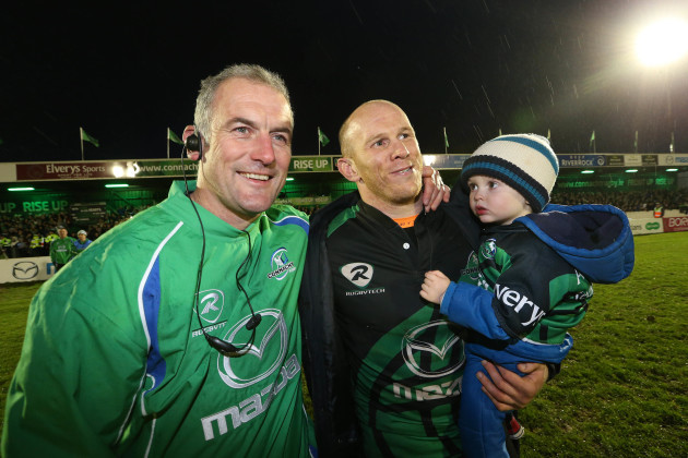 Eric Elwood after the match with Johnny O'Connor and his son Jack