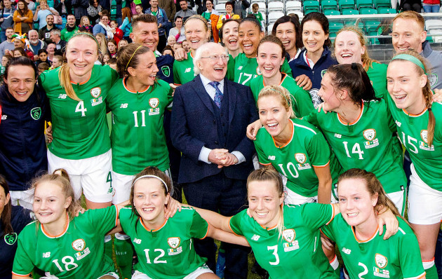 Michael D. Higgins with The Republic of Ireland Womens' team