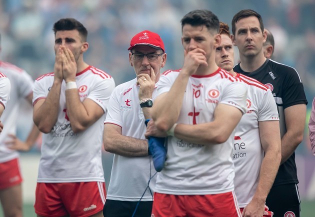Mickey Harte dejected after the game