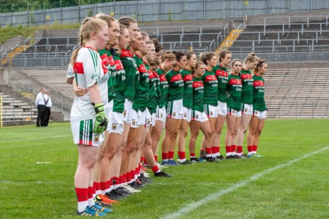 A view of the Mayo ladies football team before the game