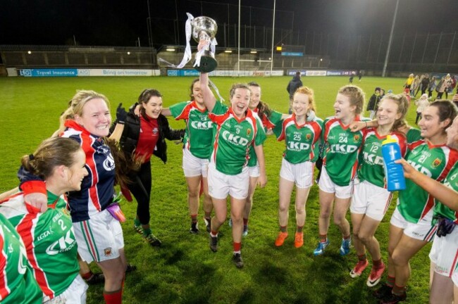 Erina Flannery celebrates with the cup after the game